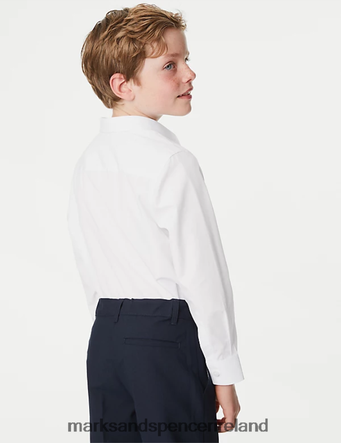 Marks & Spencer Kids 3pk Plus Fit Easy Iron School Shirts White School Uniform 2VJ8DF8503
