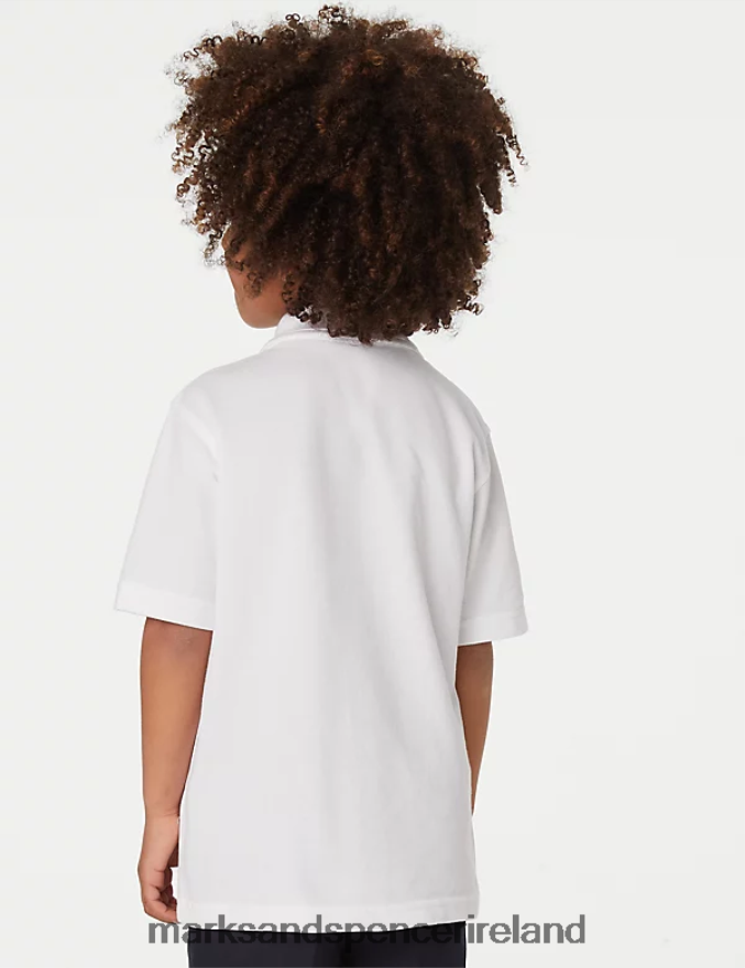 Marks & Spencer Kids 5pk Pure Cotton School Polo Shirts White School Uniform 2VJ8DF8220