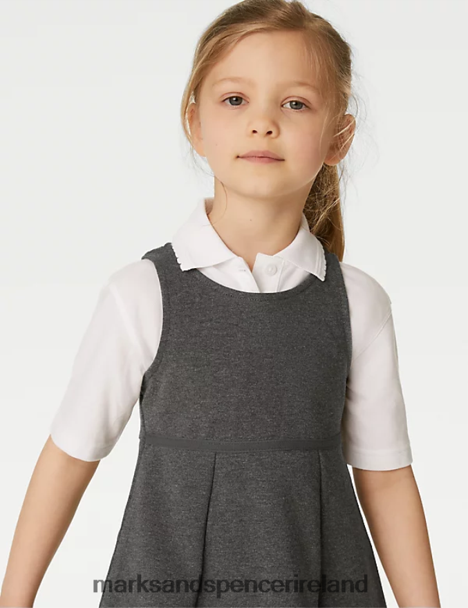 Marks & Spencer Kids 2pk Cotton School Pinafores Grey School Uniform 2VJ8DF9761