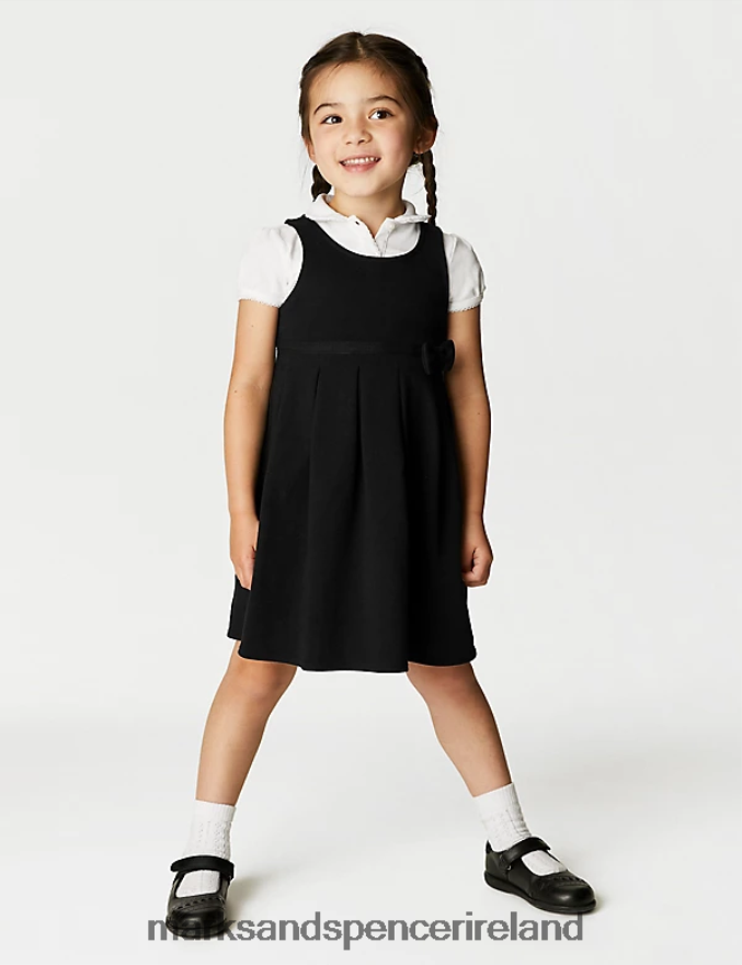Marks & Spencer Kids Jersey Bow School Pinafore Black School Uniform 2VJ8DF9222