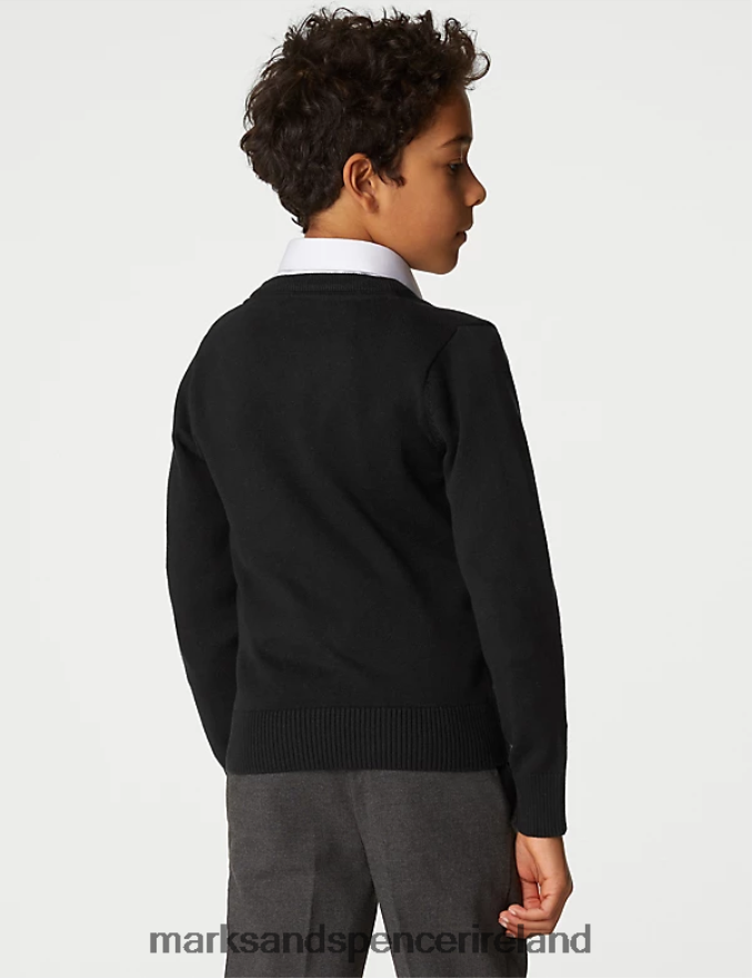 Marks & Spencer Kids 2pk Slim Fit Cotton School Jumpers Black School Uniform 2VJ8DF8931