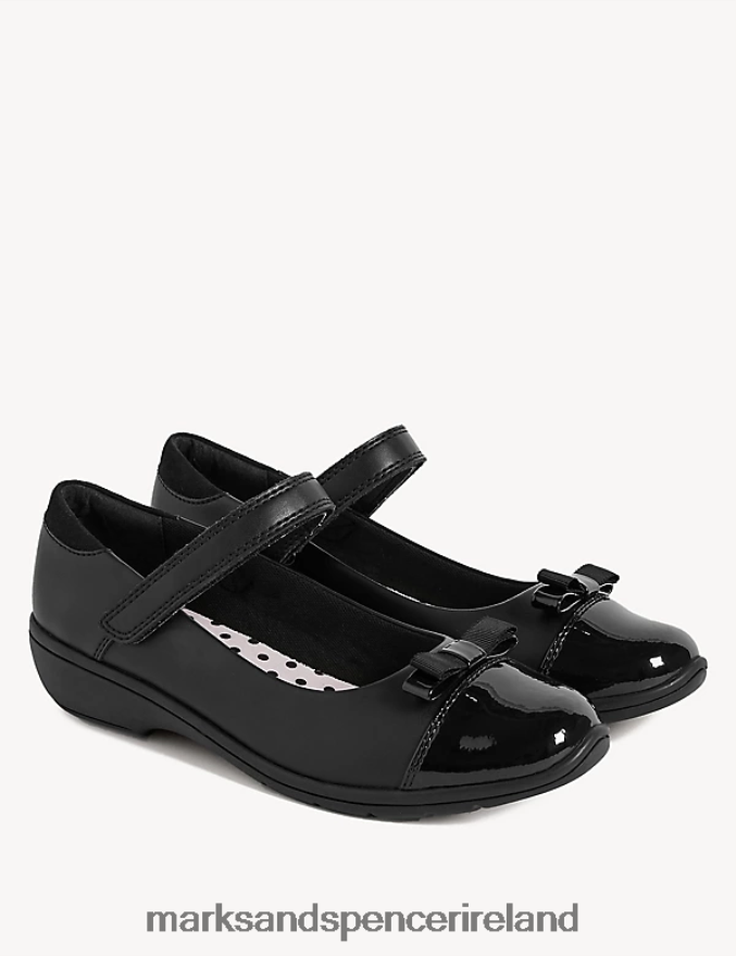 Marks & Spencer Kids Leather Wedge School Shoes Black School Uniform 2VJ8DF9909
