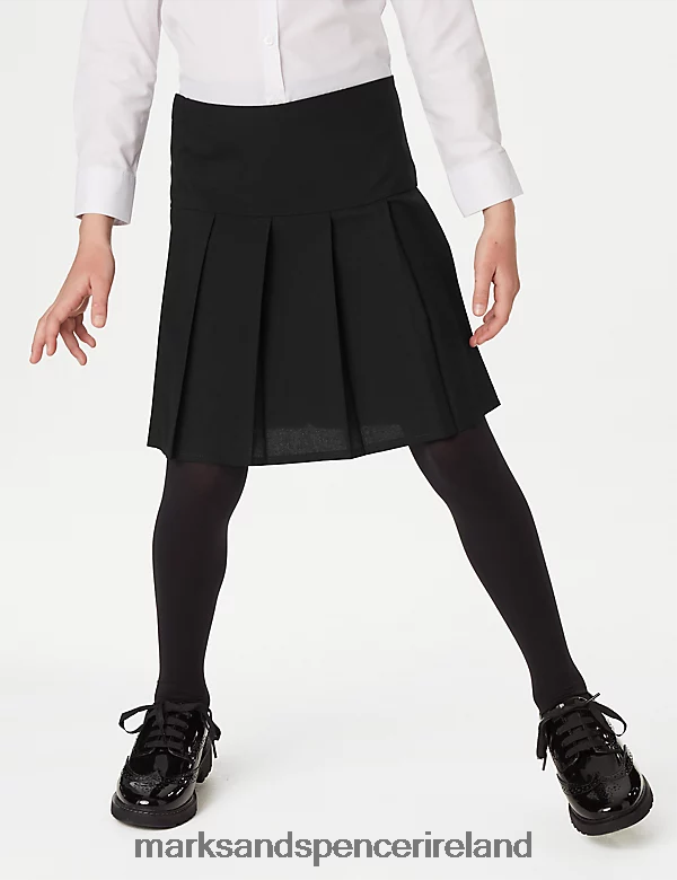 Marks & Spencer Kids 2pk Crease Resistant School Skirts Black School Uniform 2VJ8DF9078