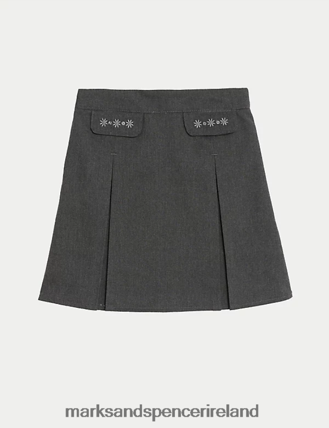Marks & Spencer Kids Embroided School Skirt Grey School Uniform 2VJ8DF9948
