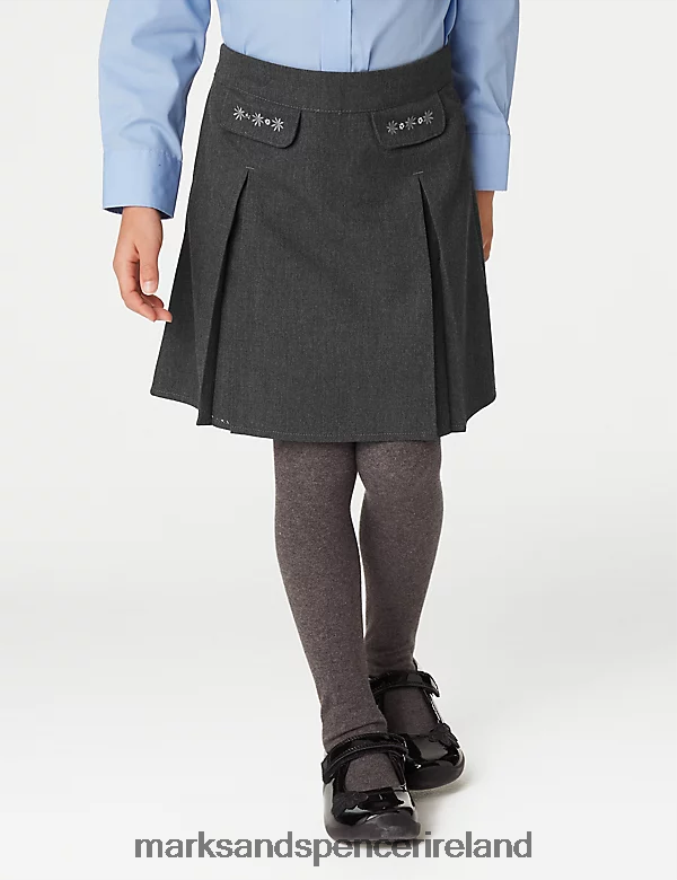 Marks & Spencer Kids Embroided School Skirt Grey School Uniform 2VJ8DF9948