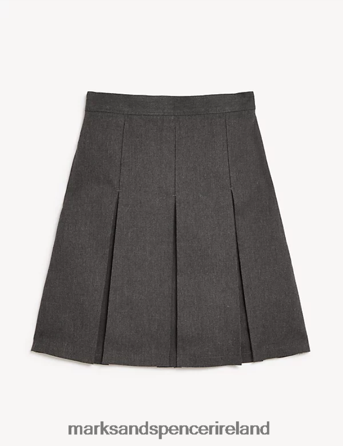 Marks & Spencer Kids Plus Fit Permanent Pleats School Skirt Grey School Uniform 2VJ8DF9858
