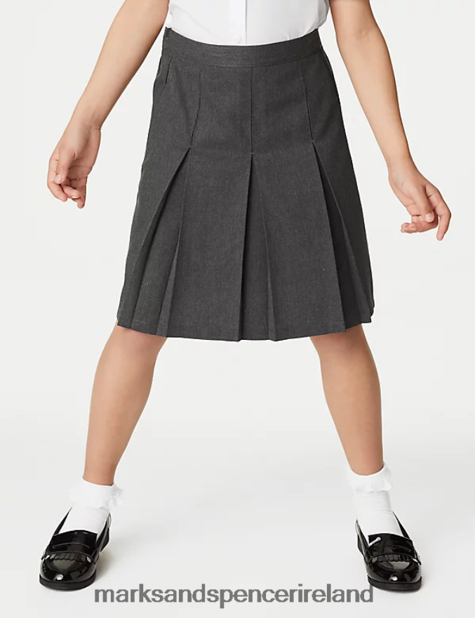 Marks & Spencer Kids Plus Fit Permanent Pleats School Skirt Grey School Uniform 2VJ8DF9858