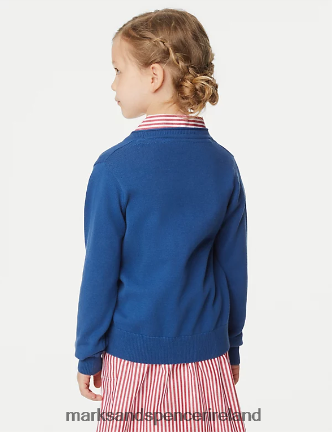 Marks & Spencer Kids 2pk Pure Cotton School Cardigan Blue School Uniform 2VJ8DF9083