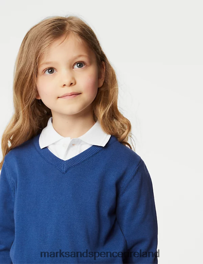 Marks & Spencer Kids 2pk Pure Cotton School Jumper Blue School Uniform 2VJ8DF8056