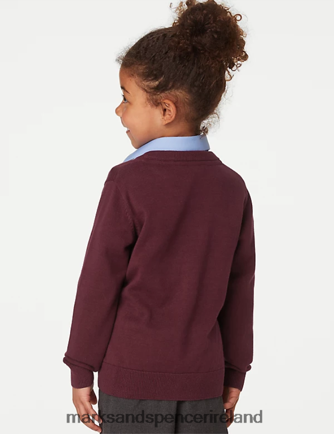 Marks & Spencer Kids 2pk Pure Cotton School Jumper Burgundy School Uniform 2VJ8DF8059