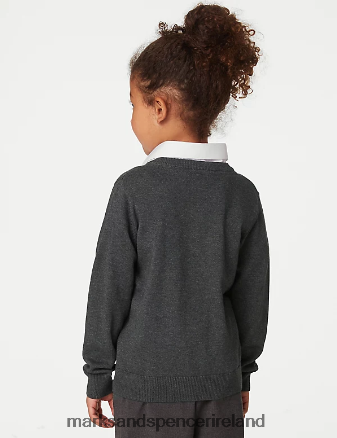 Marks & Spencer Kids 2pk Pure Cotton School Jumper Grey School Uniform 2VJ8DF8055