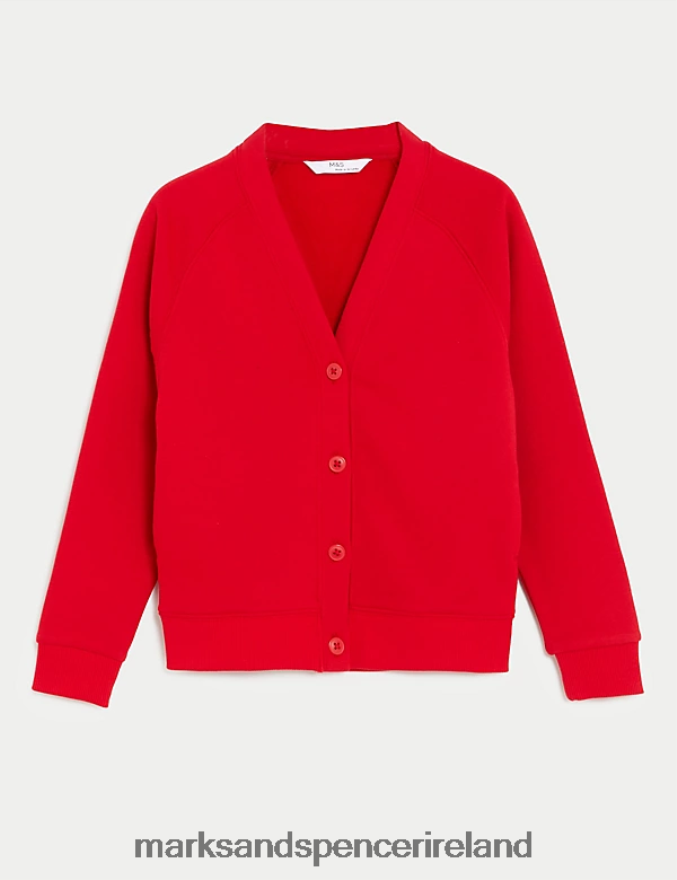 Marks & Spencer Kids Cotton Rich StayNew School Cardigan Red School Uniform 2VJ8DF9040