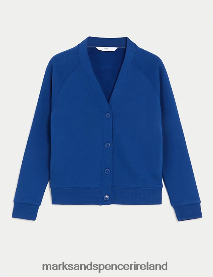 Marks & Spencer Kids Cotton Rich StayNew School Cardigan Royal Blue School Uniform 2VJ8DF9038