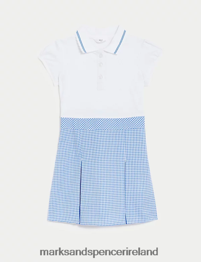 Marks & Spencer Kids 2 in 1 Gingham Pleated School Dress Light Blue School Uniform 2VJ8DF9650