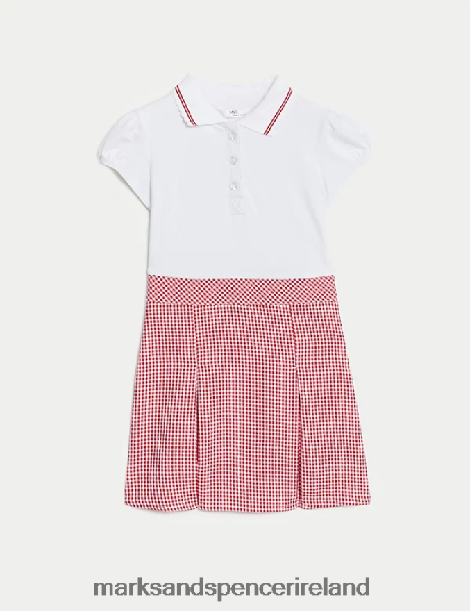 Marks & Spencer Kids 2 in 1 Gingham Pleated School Dress Red School Uniform 2VJ8DF9409