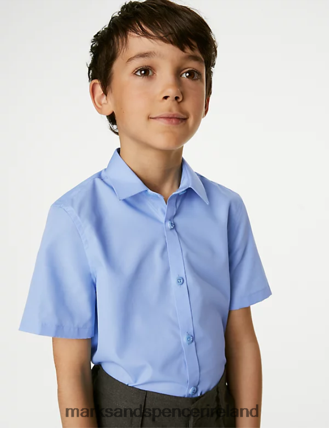 Marks & Spencer Kids 3pk Slim Easy Iron School Shirts Blue School Uniform 2VJ8DF8112