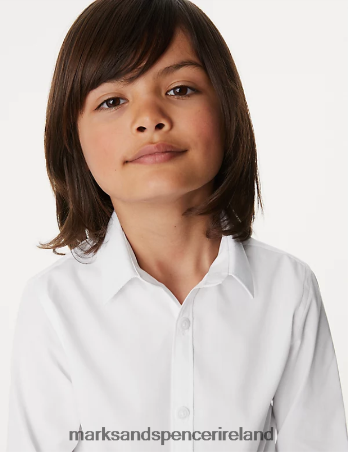 Marks & Spencer Kids 3pk Slim Fit Easy Iron School Shirts White School Uniform 2VJ8DF8371