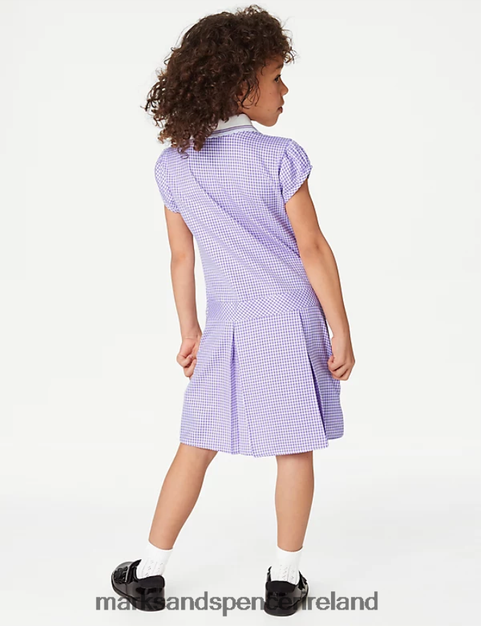 Marks & Spencer Kids Gingham Pleated School Dress Lilac School Uniform 2VJ8DF9141