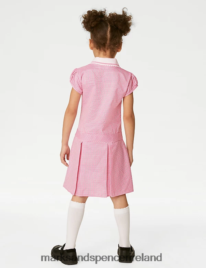 Marks & Spencer Kids Gingham Pleated School Dress Pink School Uniform 2VJ8DF9139
