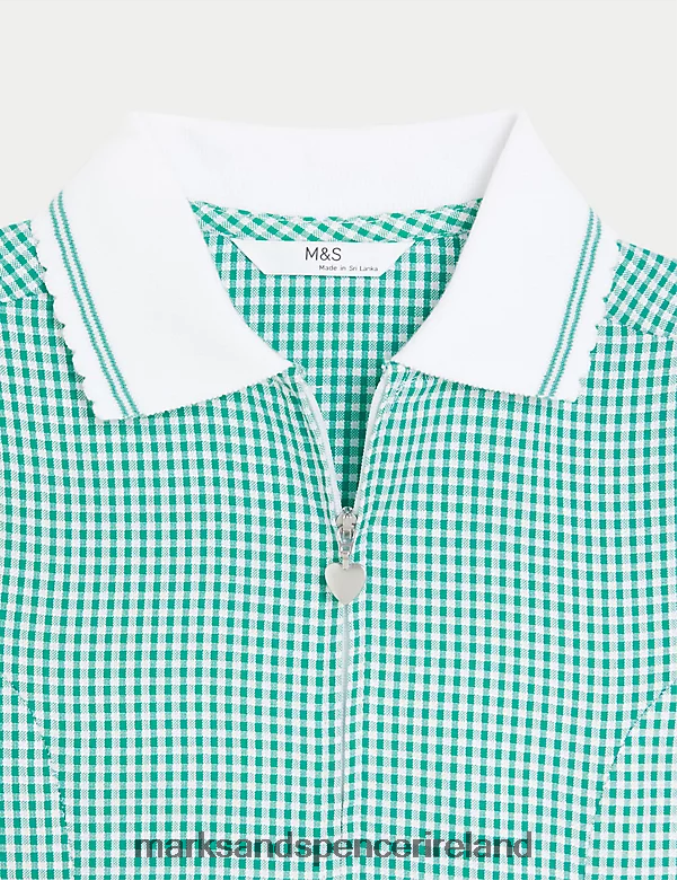 Marks & Spencer Kids Gingham School Playsuit Green School Uniform 2VJ8DF9327