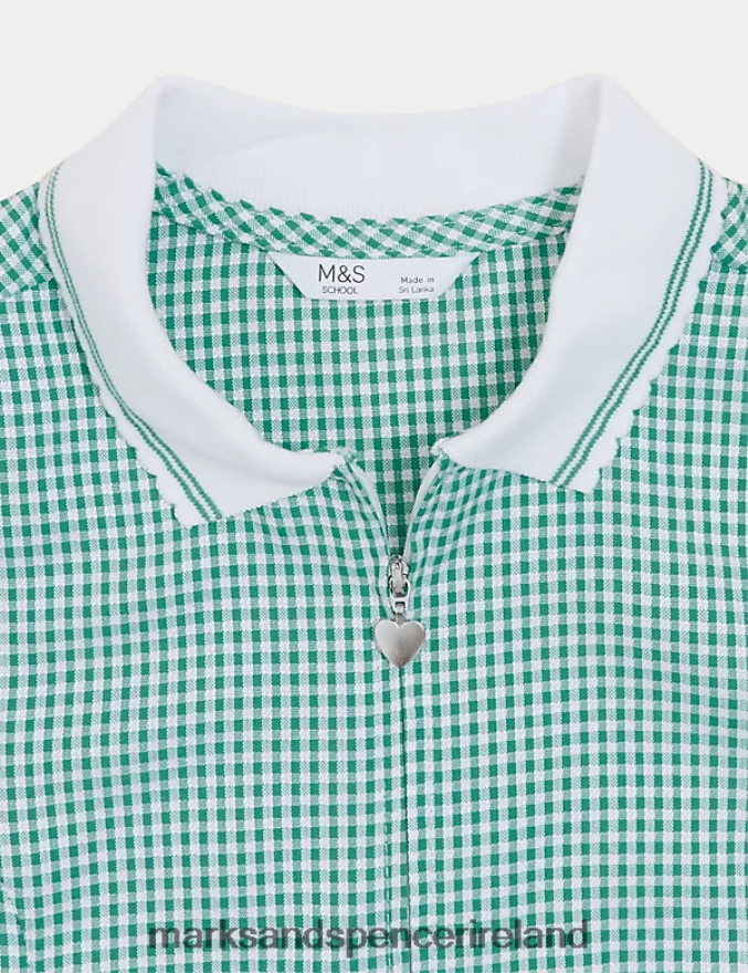 Marks & Spencer Kids Gingham School Playsuit Green School Uniform 2VJ8DF9327