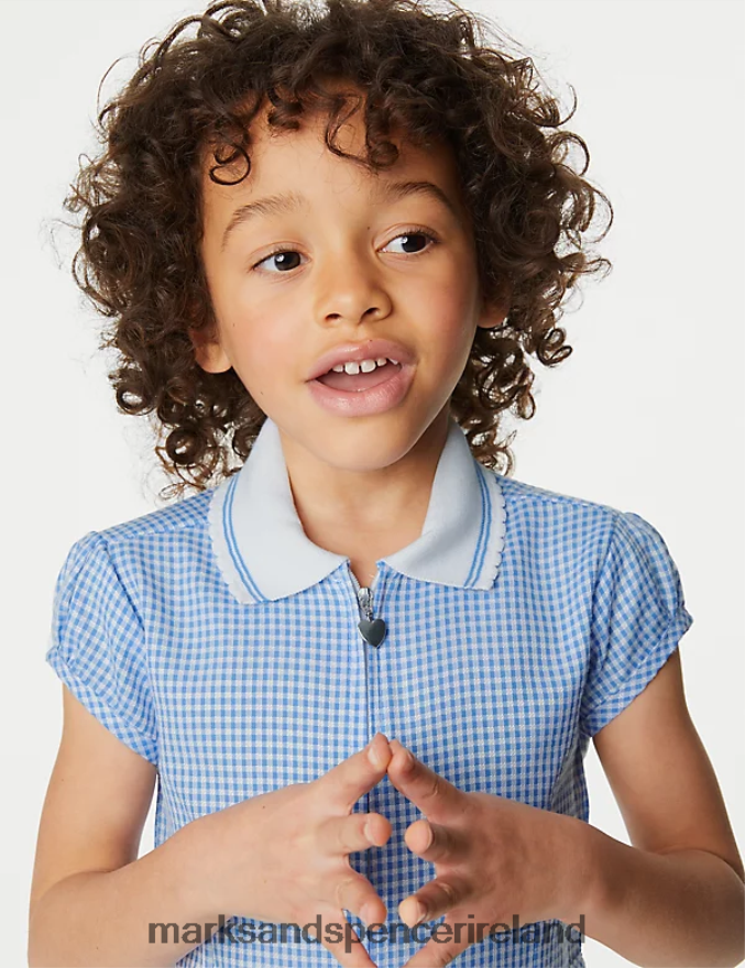 Marks & Spencer Kids Gingham School Playsuit Light Blue School Uniform 2VJ8DF9331
