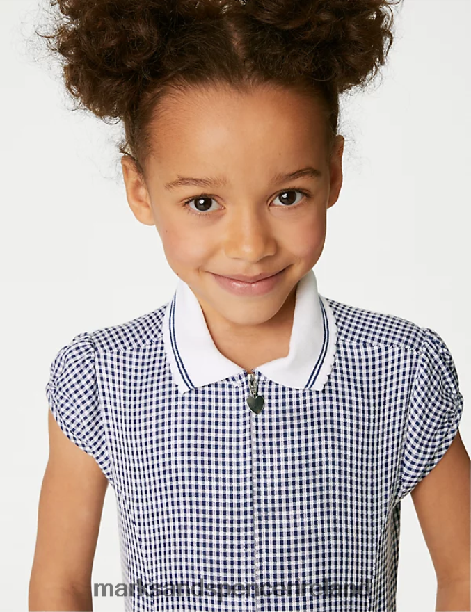 Marks & Spencer Kids Gingham School Playsuit Navy School Uniform 2VJ8DF9328