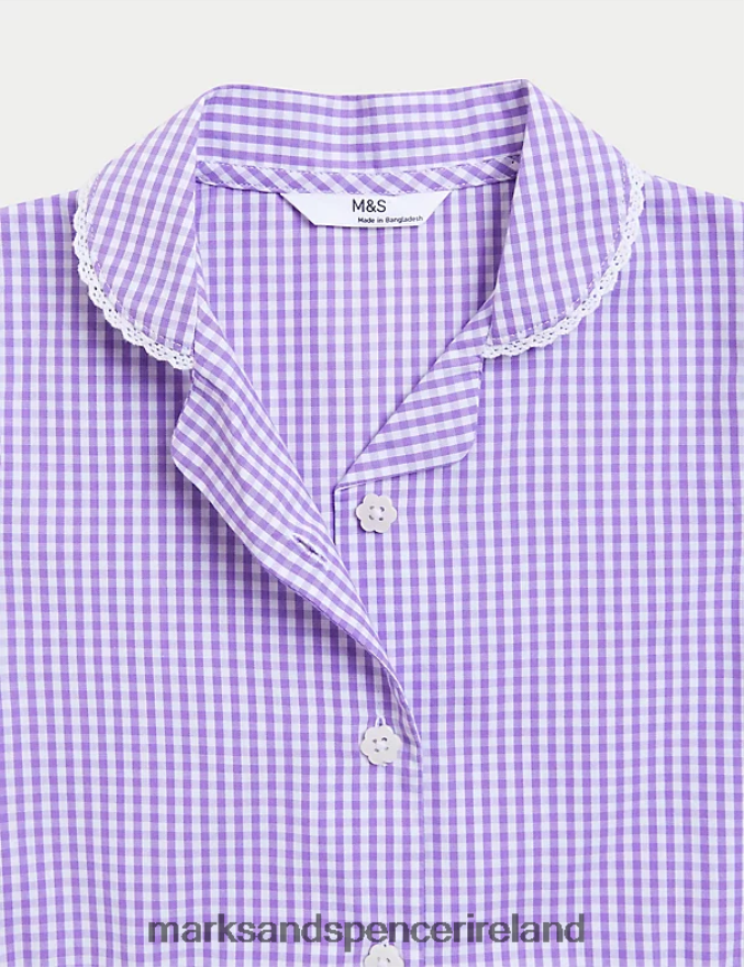 Marks & Spencer Kids Pure Cotton Gingham School Dress Lilac School Uniform 2VJ8DF9563