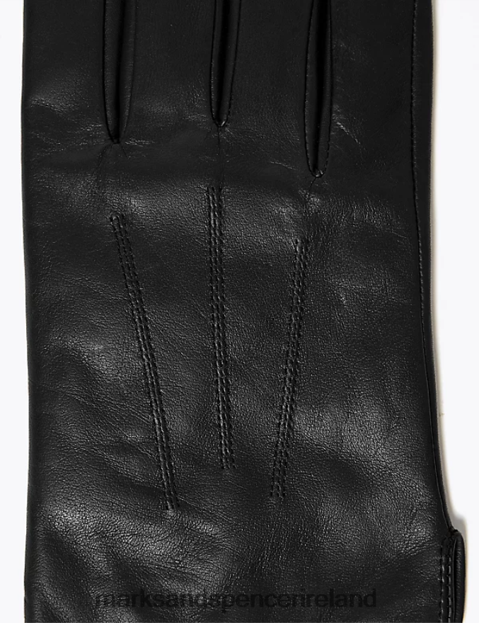 Marks & Spencer Men Leather Gloves with Thermowarmth Black Accessories 2VJ8DF7282