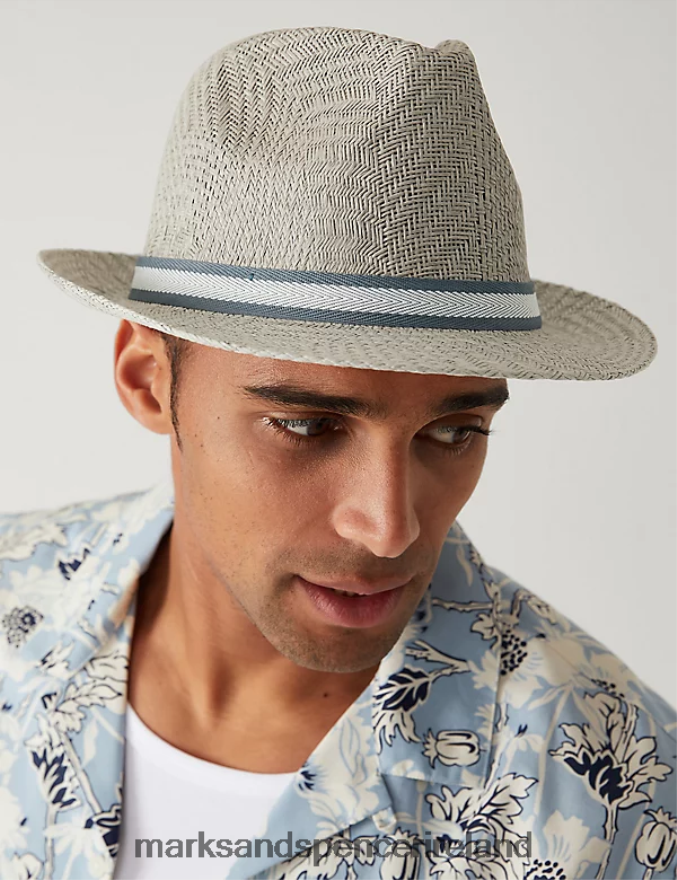 Marks & Spencer Men Textured Trilby Grey Accessories 2VJ8DF6037