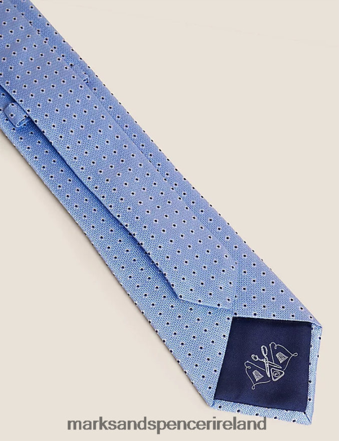 Marks & Spencer Men Foulard Pure Silk Tie Blue Accessories 2VJ8DF5545
