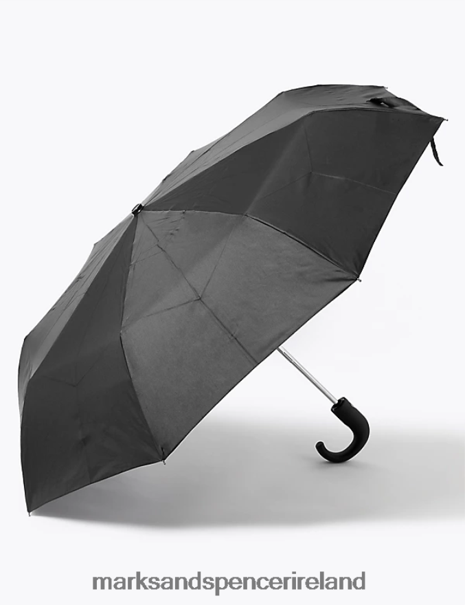 Marks & Spencer Men Recycled Polyester Crook Handle Umbrella with Windtech Black Accessories 2VJ8DF6466