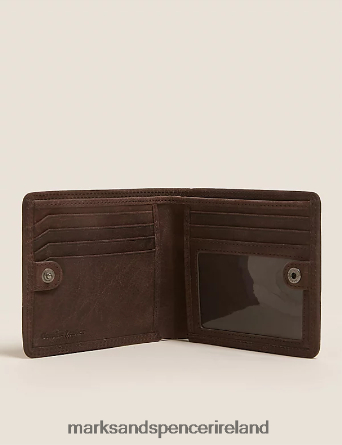 Marks & Spencer Men Leather Bi-Fold Cardsafe Wallet Brown Accessories 2VJ8DF6422