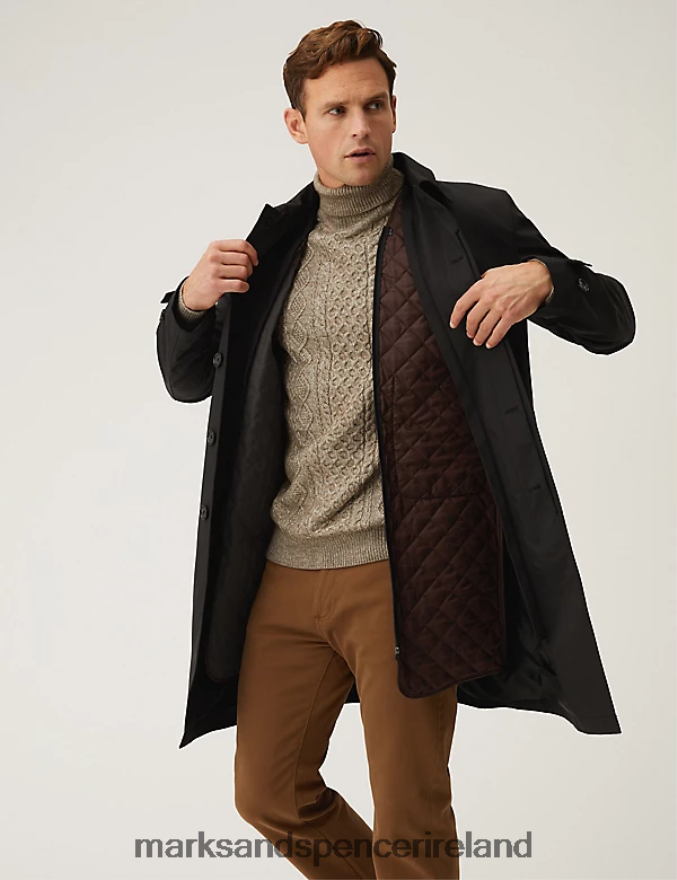 Marks & Spencer Men Classic Padded Mac Black Clothing 2VJ8DF7063
