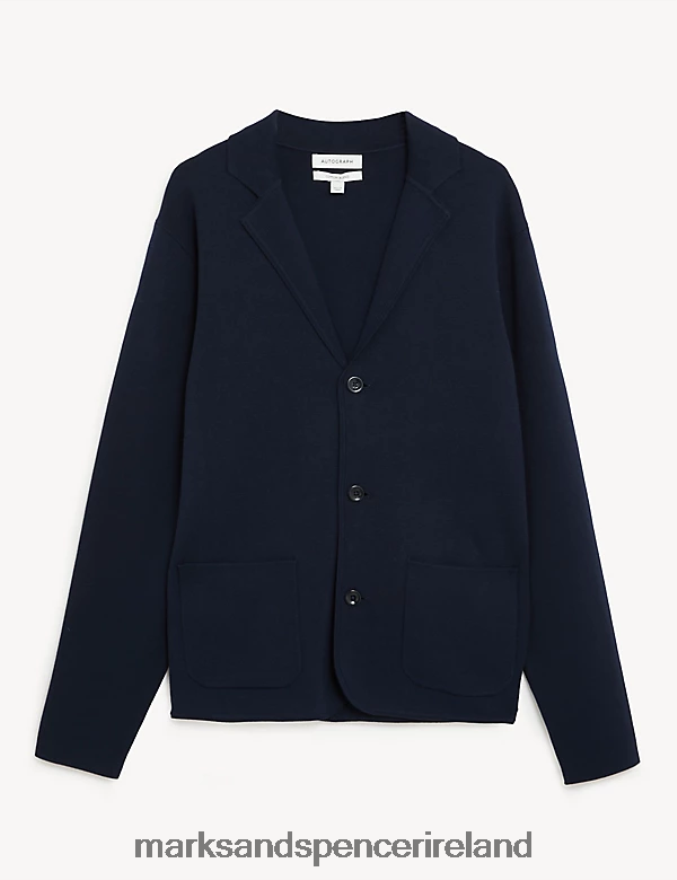 Marks & Spencer Men Cotton Modal Blend Knitted Blazer Navy Clothing 2VJ8DF4772