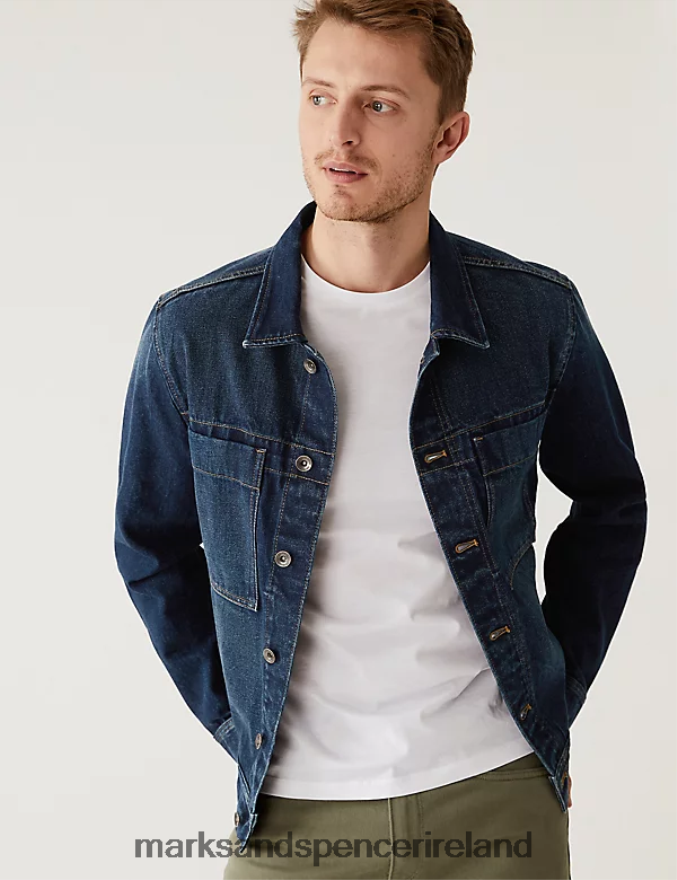 Marks & Spencer Men Denim Jacket Indigo Clothing 2VJ8DF5637