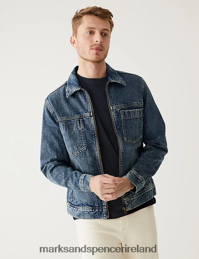 Marks & Spencer Men Denim Jacket Med Blue Denim Clothing 2VJ8DF5272