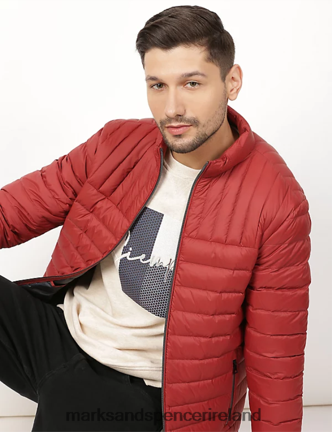 Marks & Spencer Men Feather and Down Puffer Jacket Brick Clothing 2VJ8DF7474