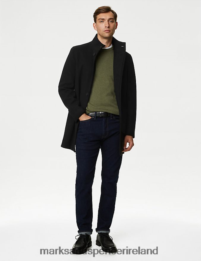 Marks & Spencer Men Funnel Neck Coat Black Clothing 2VJ8DF5064