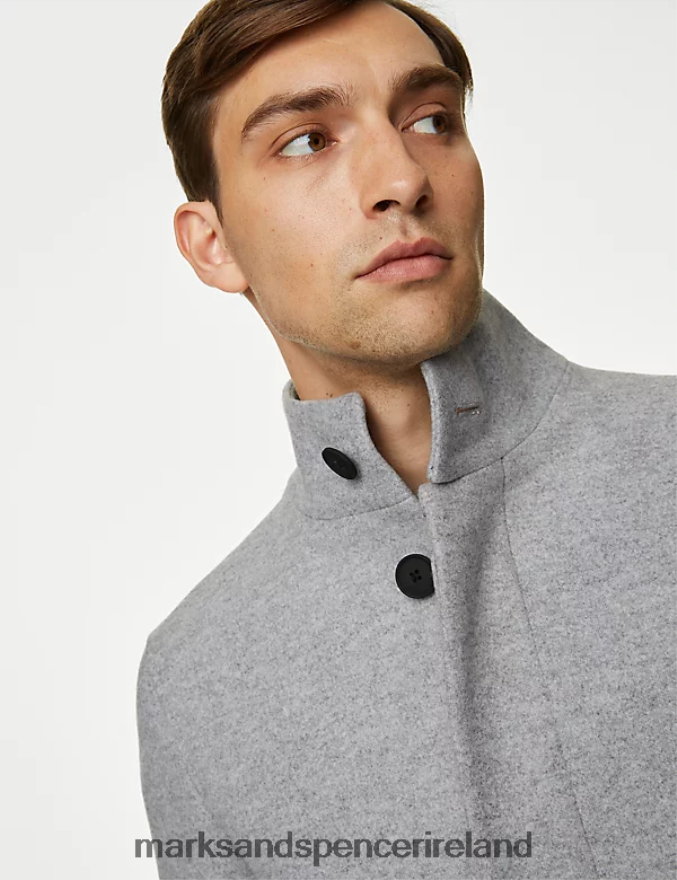 Marks & Spencer Men Funnel Neck Coat Grey Clothing 2VJ8DF4758