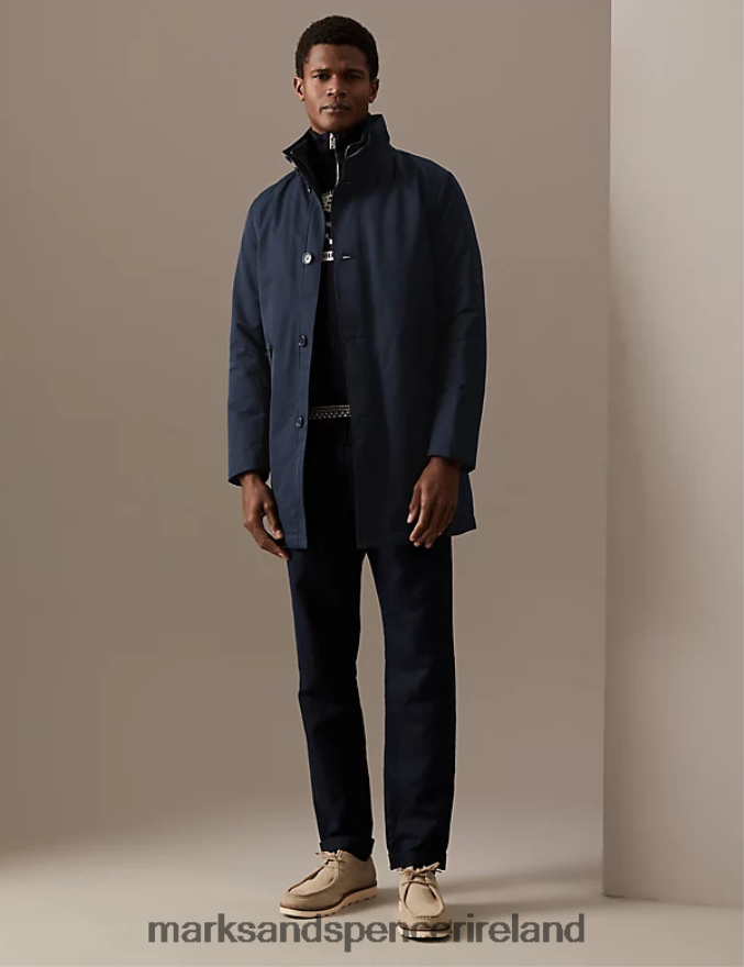 Marks & Spencer Men Funnel Neck Mac with Stormwear Navy Clothing 2VJ8DF4816