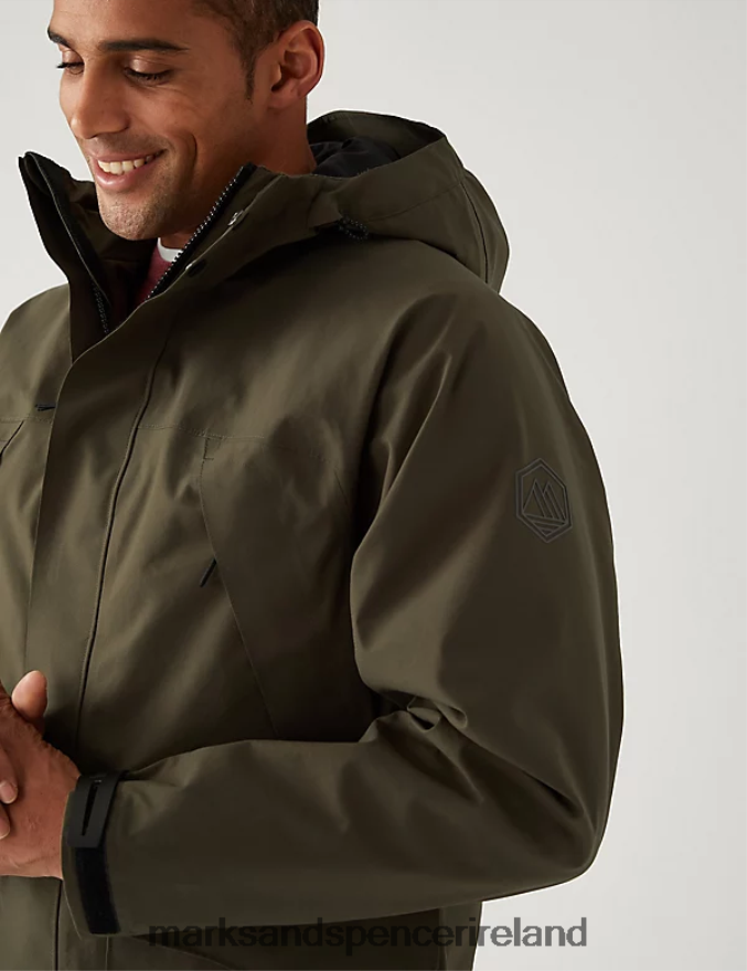 Marks & Spencer Men Hooded Parka Jacket with Stormwear Green Clothing 2VJ8DF5514