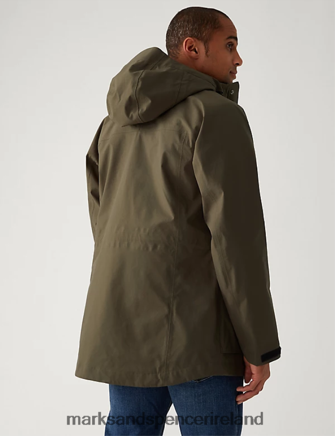 Marks & Spencer Men Hooded Parka Jacket with Stormwear Green Clothing 2VJ8DF5514