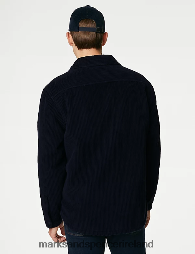 Marks & Spencer Men Pure Cotton Corduroy Borg Lined Shacket Dark Navy Clothing 2VJ8DF6732