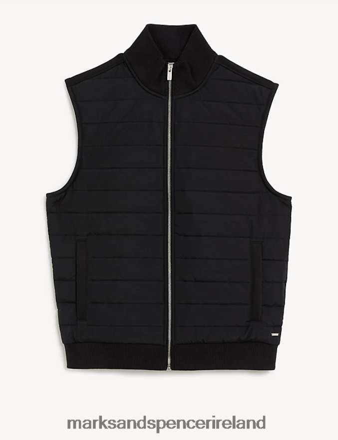 Marks & Spencer Men Quilted Hybrid Gilet Black Clothing 2VJ8DF7085