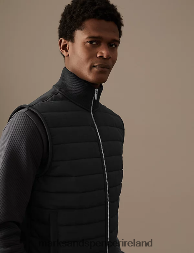 Marks & Spencer Men Quilted Hybrid Gilet Black Clothing 2VJ8DF7085