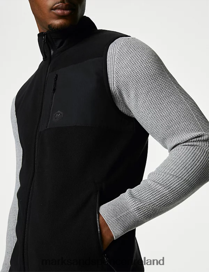 Marks & Spencer Men Recycled Fleece Zip Up Gilet Black Clothing 2VJ8DF6326