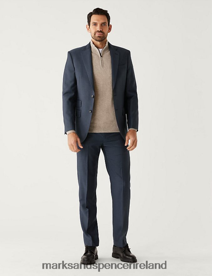 Marks & Spencer Men Regular Fit Pure Wool Herringbone Suit Jacket Navy Clothing 2VJ8DF6533