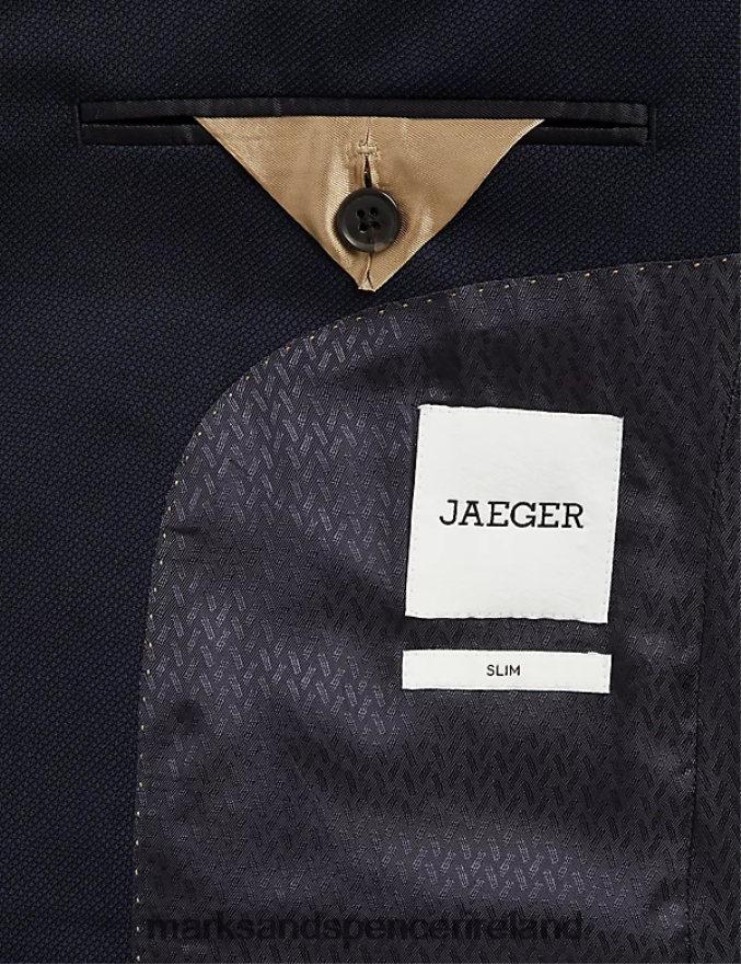 Marks & Spencer Men Slim Fit Pure Wool Birdseye Jacket Medium Navy Clothing 2VJ8DF6051