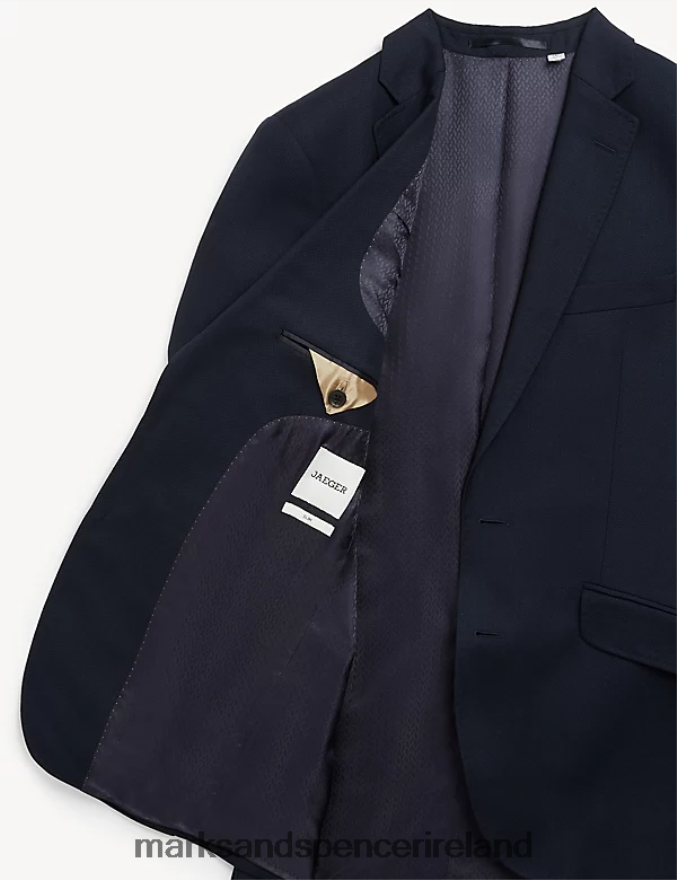 Marks & Spencer Men Slim Fit Pure Wool Birdseye Jacket Medium Navy Clothing 2VJ8DF6051